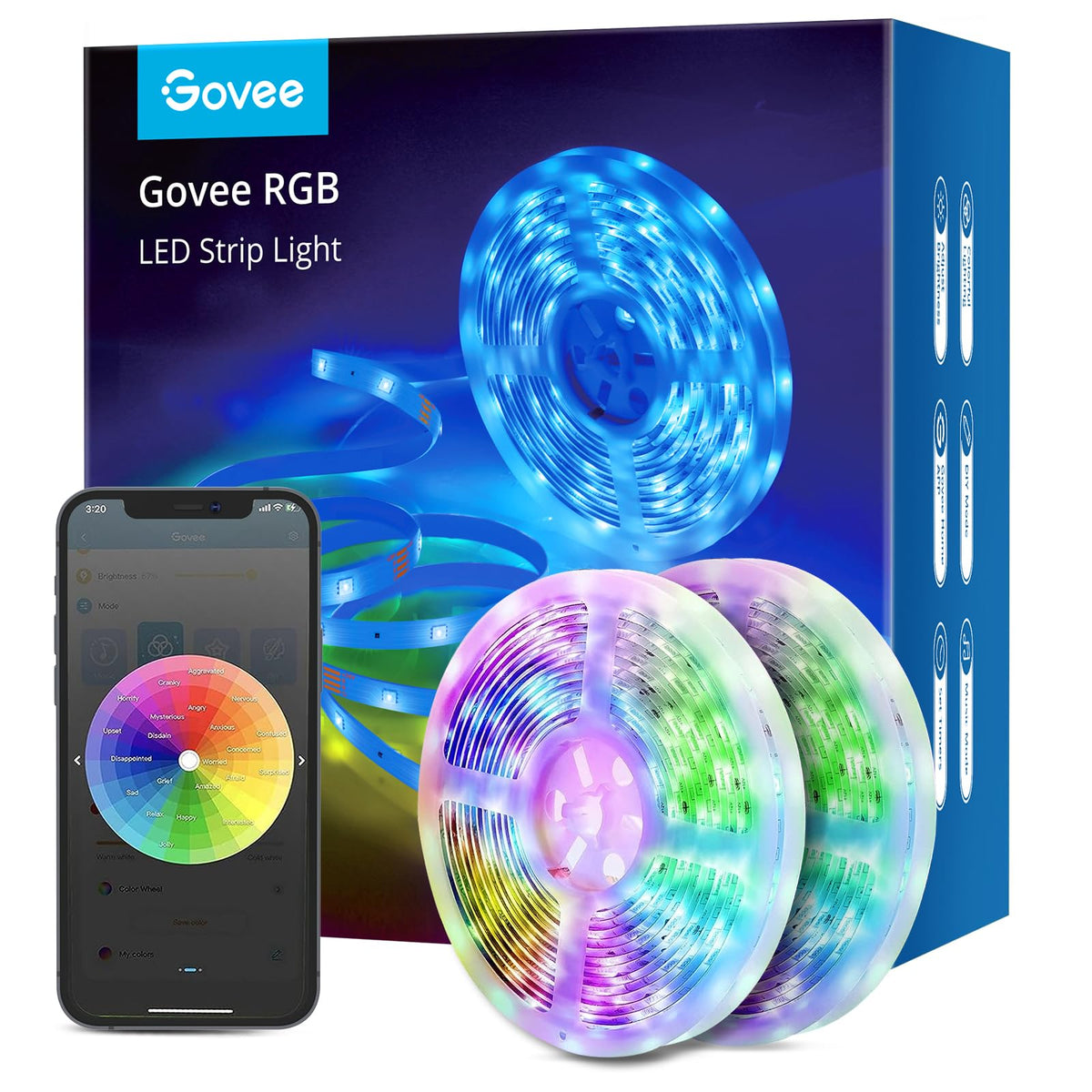 Govee Smart LED Strip Lights 16.4ft RGB with remote and app control, ideal for customizable home lighting.