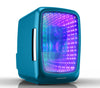 Frigidaire Mini Beverage Refrigerator with RGB LED lights and cans