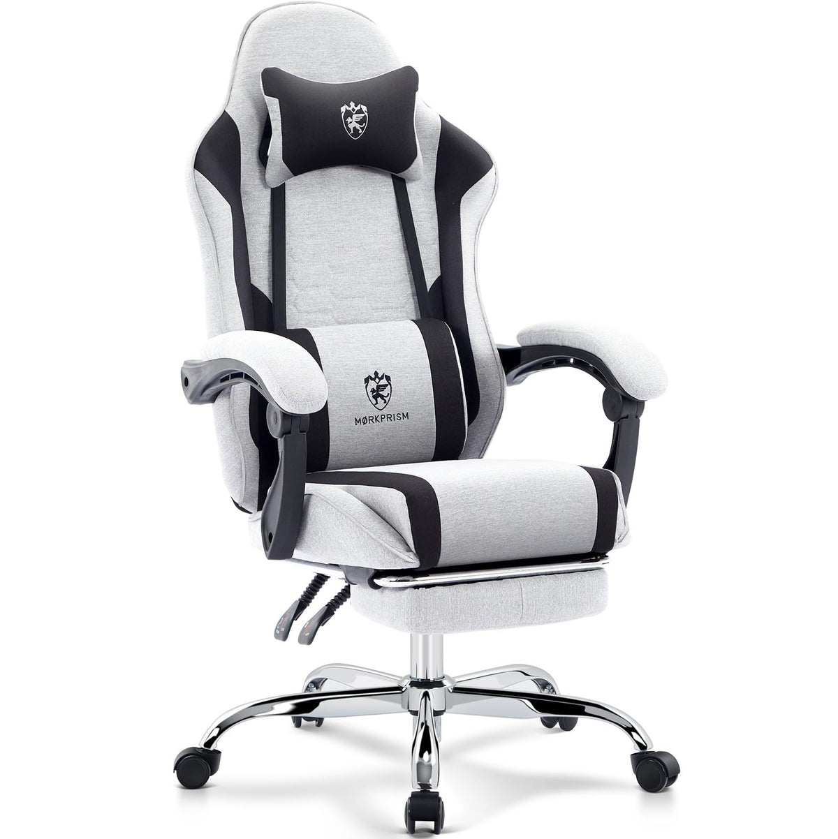  Morkprism Gaming Chair features 90-145° reclining, adjustable height, and 360° swivel for ultimate comfort.