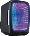 Frigidaire Mini Beverage Refrigerator with RGB LED lights and cans