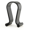 Black metal hook hanger with curved double-sided design on a white background.