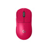 Top view of a magenta wireless gaming mouse with a silver G logo